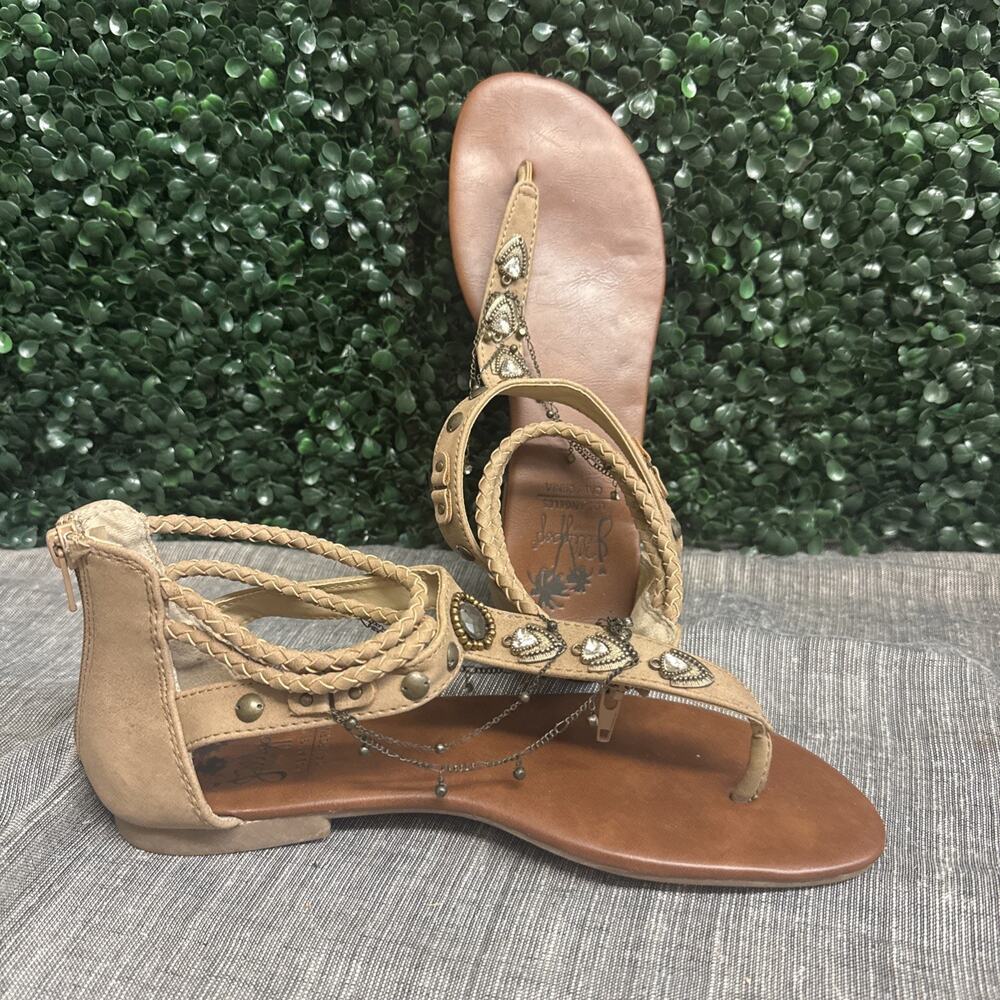 Jellypop Elvie Gladiator Sandals Grey Distressed Boho Size 10
